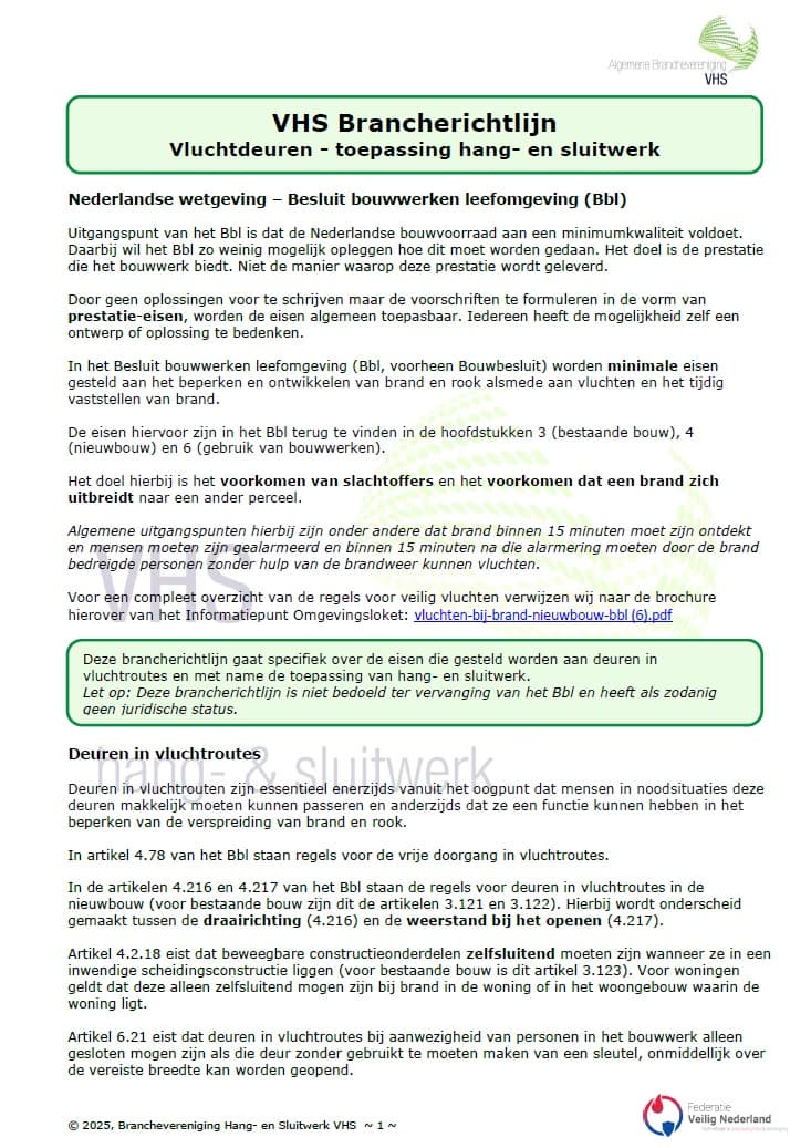 Richtlijn vluchtdeuren